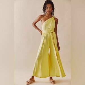 Free people beach Dani Convertible Open-Back One-Piece in citron yellow size S